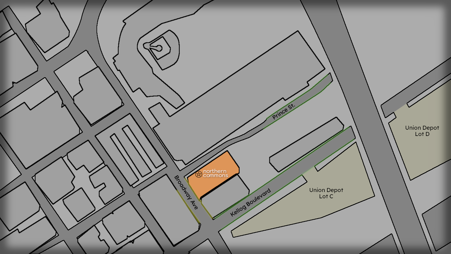 Map showing key parking areas for NoCo